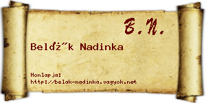 Belák Nadinka névjegykártya